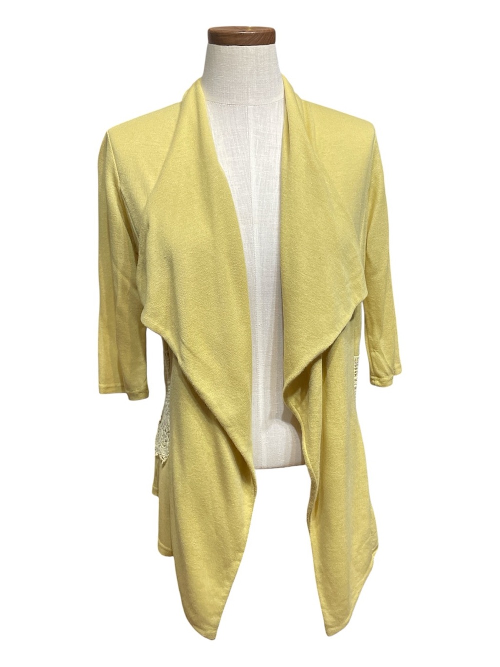 •Light Yellow Draped Open-Front Women's Sweater